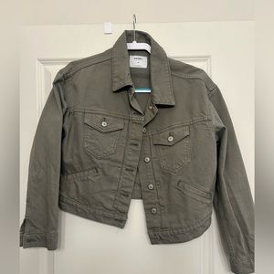 Cropped Old Navy olive green jean jacket